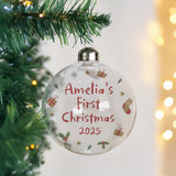 Personalised First Christmas Glass Bauble