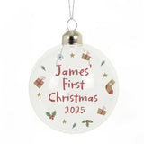 Personalised First Christmas Glass Bauble