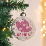 Personalised Cowgirl Hat Christmas Bauble