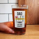 Personalised Fixer Of All Things Printed Beer Glass
