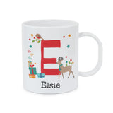 Personalised Initial Reindeer Christmas Plastic Mug