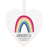 Personalised Rainbow Large Wooden Heart Decoration