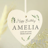 Personalised Botanical Wooden Heart Decoration