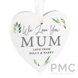 Personalised Botanical Wooden Heart Decoration