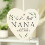 Personalised Botanical Wooden Heart Decoration