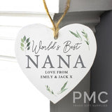 Personalised Botanical Wooden Heart Decoration