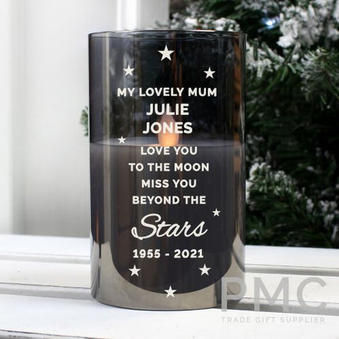 Personalised Miss You Beyond The Stars Smoked Glass LED Candle