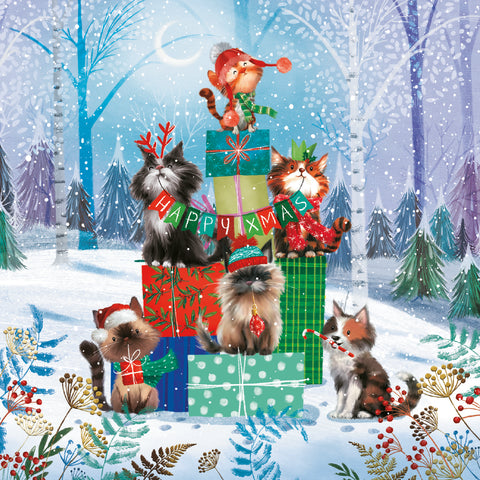 NEW Christmas Cards 'Cats & Presents' - Pack of 10 cards with envelopes.