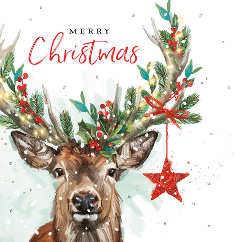 NEW Christmas Cards 'Decorated Stag' - Pack of 10 cards with envelopes.
