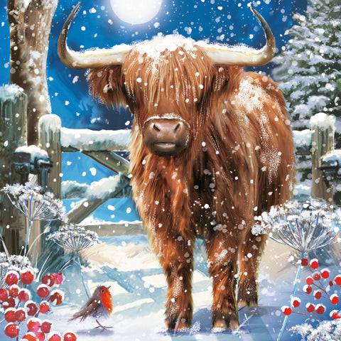 NEW Christmas Cards 'Moonlit Cow' - Pack of 10 cards with envelopes.
