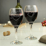 Personalised Heart Name Wine Glass Set