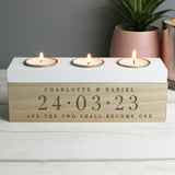 Personalised Large Date Triple Tea Light Box