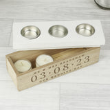 Personalised Large Date Triple Tea Light Box