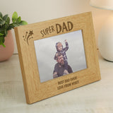 Personalised Super Dad 6x4 Landscape Wooden Photo Frame