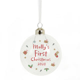 Personalised First Christmas Glass Bauble