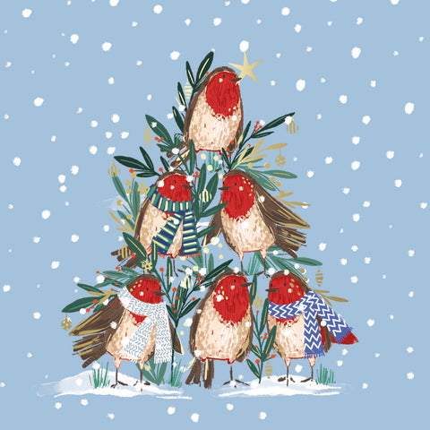 NEW Christmas Cards 'Robin Stack' - Pack of 10 cards with envelopes.