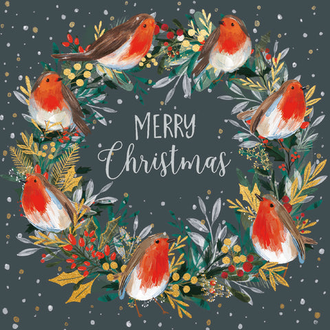 NEW Christmas Cards 'Robin Wreath' - Pack of 10 cards with envelopes.