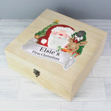 Personalised Colourful Santa Large Wooden Christmas Eve Box