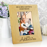 Personalised Our Adventures 4x6 Oak Finish Photo Frame