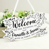 Personalised Monochrome Floral Wedding Wooden Hanging Decoration