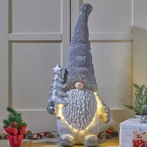 GlitziGonk Silver & White Christmas Decoration Gonk Indoor / Home
