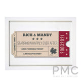 Personalised Cinema Ticket A4 White Framed Print