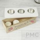 Personalised Floral Watercolour Triple Tealight Box